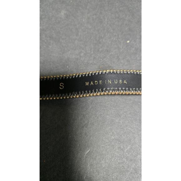 Patchwork Fabric Belt Womens Small Brown Gold Boho Made in USA 3605 Beaded Edge - Picture 10 of 12